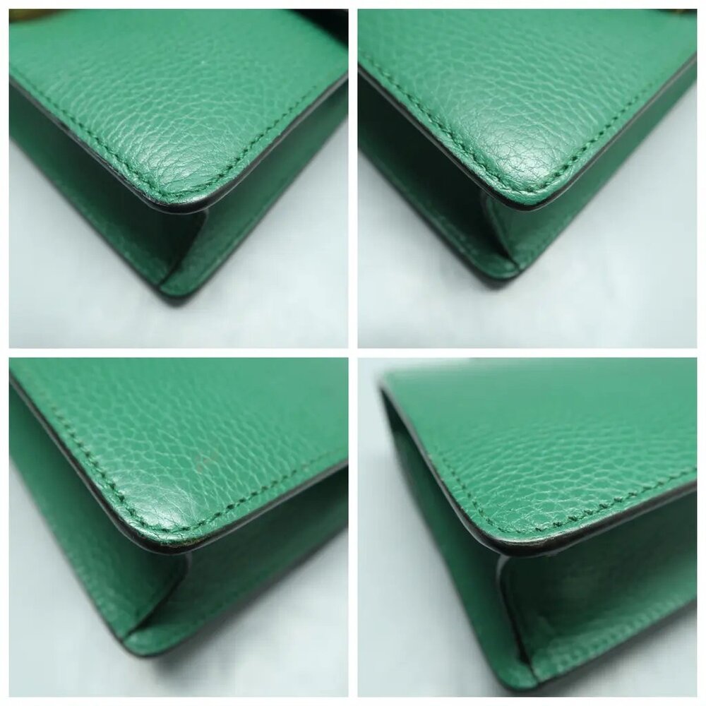 GUCCI Dionysus Green Leather Shoulder Bag 924-012525 - Picture 6 of 12